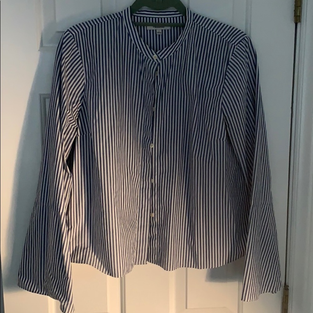 Madewell pinstripe buttondown with bell sleeves